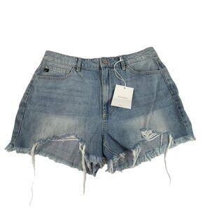 Kancan Cutoffs Jean Denim Shorts Sz 30 Womens Blue Raw Hem High Rise